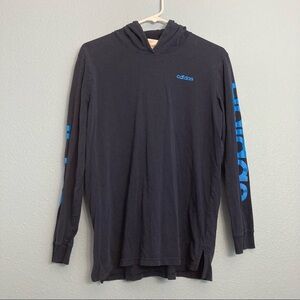 Adidas Youth Long Sleeve Hooded Tee - Blue